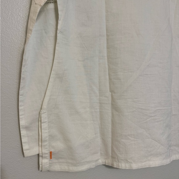 Lucy Active Bell Sleeve Lace Crochet Inset Cotton Peasant Top in Ivory - Picture 6 of 6